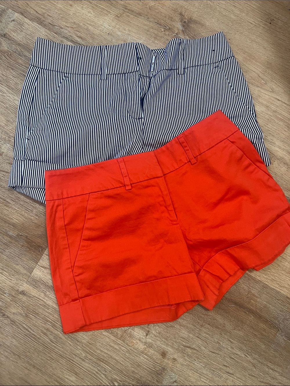 Women’s Red Tailored Cotton Shorts, and black and white Classic Fit shorts O